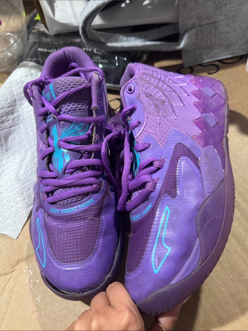 Melo rare  Purple Sneakers with Teal Highlights puma Queen City